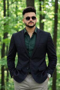TINZ Solid Single Breasted Casual Men Blazer