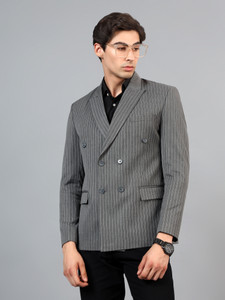 Rajniti Striped Double Breasted Casual, Festive, Festive & Wedding, Formal, Lounge Wear, Party, Wedding Men Blazer