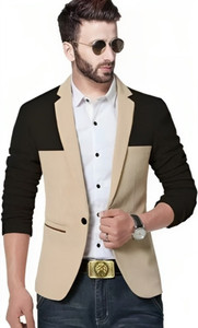HUMJOLI MENS WEAR Colorblock Single Breasted Casual Men Blazer