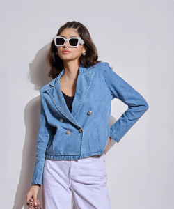 SASSAFRAS Solid Double Breasted Casual Women Blazer