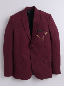 Fourfolds Solid Single Breasted Festive & Wedding Men Blazer
