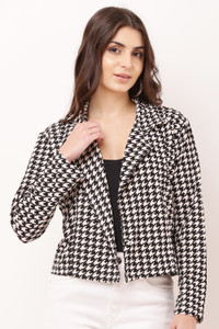 IK Fashion Houndstooth Single Breasted Casual Women Blazer