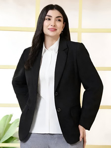 CADMON Solid Single Breasted Formal Women Blazer