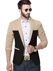 HUMJOLI MENS WEAR Colorblock Single Breasted Casual Men Blazer