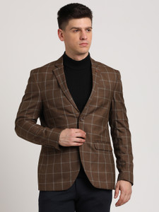 TURTLE Checkered Single Breasted Casual Men Blazer