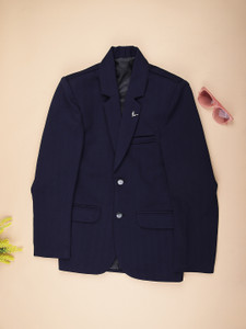 V-MART Solid Single Breasted Party Boys Blazer