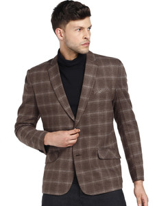 Essentiele Checkered Single Breasted Party, Casual Men Blazer
