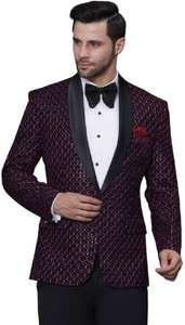 FAVOROSKI Embellished Tuxedo Style Wedding Men Blazer