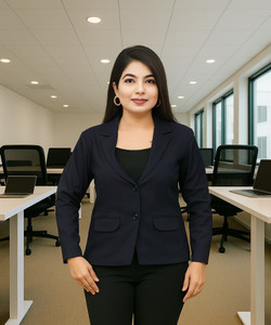 TrendArc Solid Single Breasted Formal Women Blazer