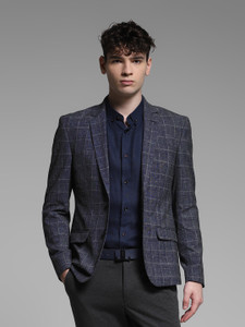 JACK & JONES Checkered Single Breasted Casual Men Blazer