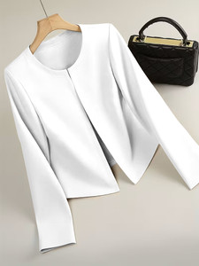 CILIMILI Solid Mandarin Casual Women Blazer