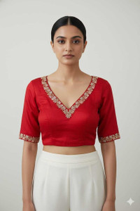 TRIDHA ENTERPRISE V-Neck Women Blouse
