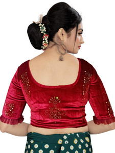 PU Fashion Round Neck Women Blouse