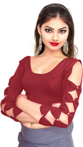 PU Fashion Round Neck Women Blouse