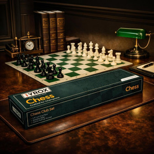 iYROX Premium Roll-Up Chess Set – 18" Mat in Magnetic Box with 34 Velvet Pieces Strategy & War Board Game