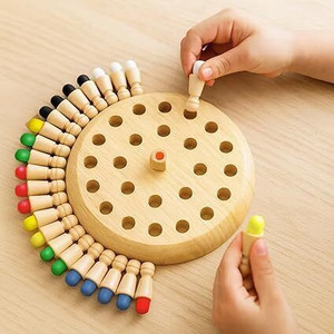 SmartKids Wooden Memory Chess Game for Kids, Color Matching Brain Development Toy Educational Board Games