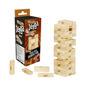 HASBRO GAMING Jenga Mini Game, Hardwood Block Stacking Tower Game Strategy & War Board Game