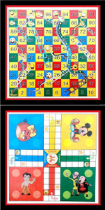 Tredd Enterprises Wooden Ludo and Snakes Ladders 2 in 1 Combo Set With Dice Coins 12X12 Inch, Strategy & War Board Game