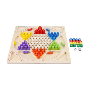KNK Infotain Wooden Frame Chinese Checkers + Ludo 2 in 1 Board Game Party & Fun Board Game