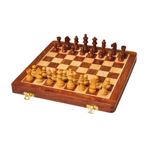 Palm Royal Handicrafts 12 x 12 inches Wooden chess board set with Chessmen & 2 Extra Queens,Sheesham Educational Board Games