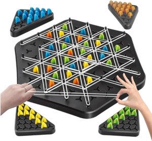 CountryLink Triangle Chess, Geometric, Innovative Rubber Board Portable Travel-Friendly Fun Strategy & War Board Game