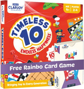 Clapjoy Timeless 10 Board Game Combo for Kids & Adults - 10 in 1 Classic Games Party & Fun Board Game