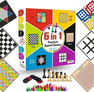 APEX MEDIA AND MARKETING INDIA 6 in 1 Board Game Housie chess Ludo Tic Tac Toe Snakes &Ladder Chinese checkers Party & Fun Board Game