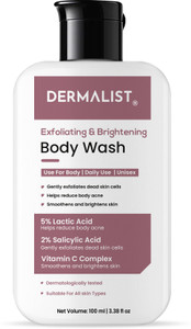 Dermalist Exfoliating Body Wash Lactic Acid & Salicylic Acid De-Tan Shower Gel Men & Women