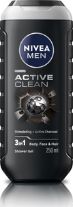 Nivea Men Active Clean Body Wash for Body, Face & Hair, Active Charcoal Cleanser for Men