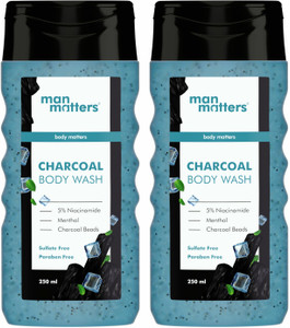 Man Matters Activated Charcoal Body Wash for Men | Skin Brightening Shower Gel | Niacinamide