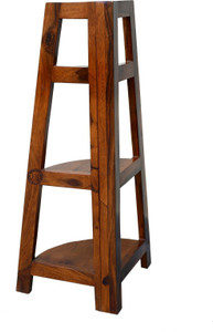 SHRI MINTU'S ART Sheesham Wood Corner Ladder| Decorative 3 Tier Ladder Shelf for Home & Office Solid Wood Open Book Shelf