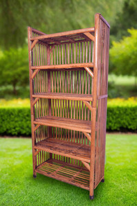 EVRA Cane bamboo Bookshelf Multipurpose Home Decor Storage Rack Showcase Organizer Engineered Wood Semi-Open Book Shelf