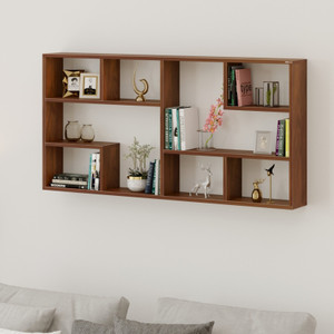 BLUEWUD Petree Wall Mounted Decorative Wall Shelf for Livingroom Hall Décor Home Engineered Wood Open Book Shelf