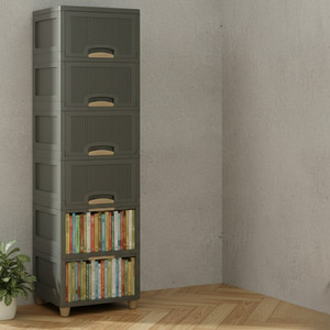 Suptikes Multipurpose Space Saving Plastic Cabinet Rack Plastic Open Book Shelf