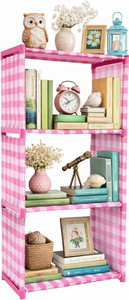 LOTSPEK 4 Layer pink Bookshelf Rack book self with strong fabric cover Plastic Open Book Shelf
