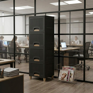 GROTHEORY Space Efficient Multi-Layer Storage Cabinet for Home Plastic Close Book Shelf