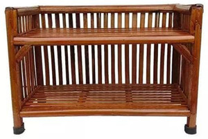 ZAANCREATION Bamboo Cane 2 Shalf Bookshelve Utility Rack Planter Space Saving Home Kitchen Solid Wood Open Book Shelf