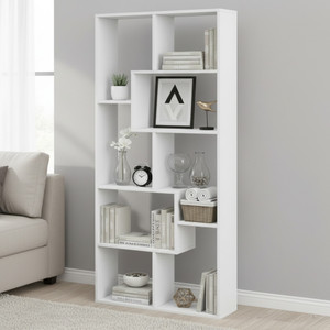 FURNEASER Medina Geometric Book shelf, Bookcase, Corner Display Rack Shelf, Organizer, Engineered Wood Open Book Shelf