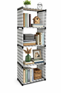 LOTSPEK 5 Layer unbreakable bookshelf with heavy fabric cover for book self for home Plastic Open Book Shelf