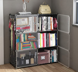 Ozoy Plastic Metal 6 Door 6 Shelf Books Storage Rack Organizer Metal Open Book Shelf