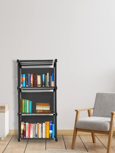 QUARCK 4 Layer black Multipurpose Foldable Open Bookshelf Storage Shelf,Study Room Plastic Semi-Open Book Shelf
