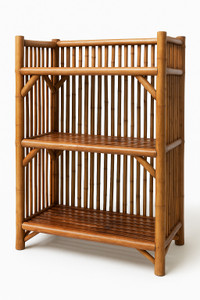 AFCane Craft 3-Tier Wooden Bookshelf | Premium Bamboo Storage Rack for Books,Home Essentials Cane Open Book Shelf