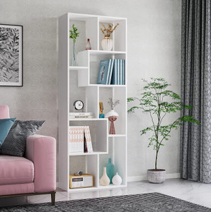FURNEASER Medina Geometric Book shelf, Bookcase, Corner Display Rack Shelf, Organizer, Engineered Wood Open Book Shelf