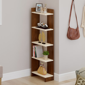 BLUEWUD Lagoon Book Rack Organiser With Storage Shelves for Study Living Room Home Engineered Wood Open Book Shelf