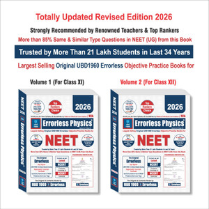 UBD1960 Errorless Physics for NEET as per NMC (Paperback+Smart E-book)Updated New Edition 2026 (2 volumes) Original Errorless Self Scorer Book with Trademark Certificate