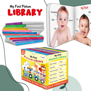 Toddlers learning library box set (Yellow Edition) : Learning board book for kids, My First Picture Library Box, Library Boxset of 12 Board Books For Children