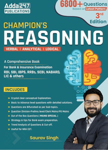 Champion Reasoning 3.0 For For IBPS|SBI|RBI|RRB|SEBI|NABARD| Other Banks & Insurance Exams