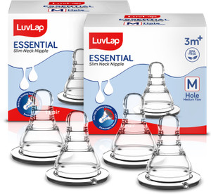 LuvLap Anti-Colic Essential Teat/Nipple for Slim/Regular Neck Bottle, 3m+ Medium Flow Nipple