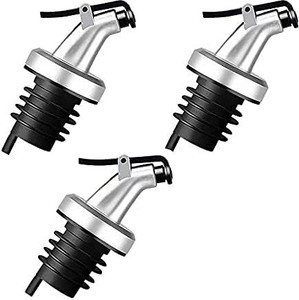 VRUSTEE 3Pcs Oil Free Flow Dispenser for Glass Bottle Salad Dressing for Home & Kitchen Silicone Bottle Stopper