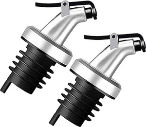 MOOZICO 2Pcs Oil Free Flow Dispenser Cap Glass Bottle Salad Dressing for Home & Kitchen Steel, Silicone Bottle Stopper